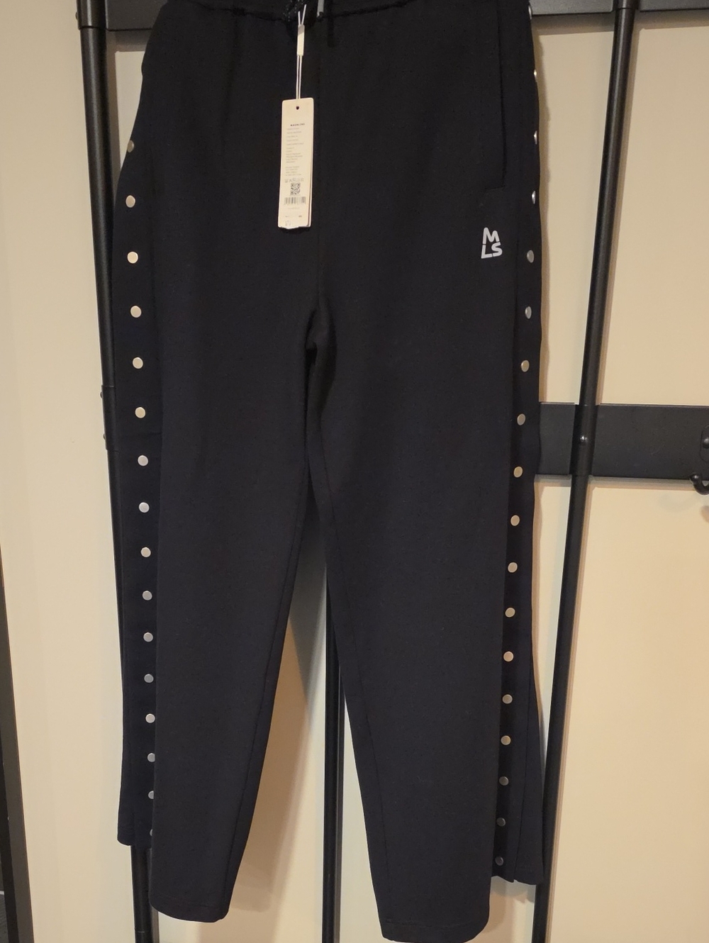 MAGNLENS Black Snap-Trim TRACK pants